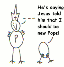 The Pope is trying to give a speach.
